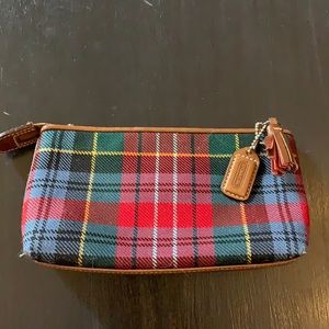 Small plaid Coach make-up bag